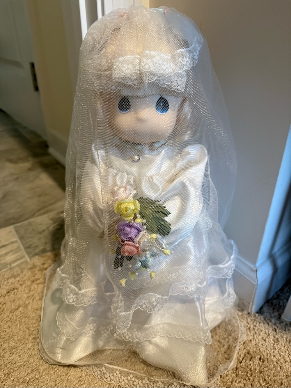 Precious moments  Bride Doll in White Veil and Bouquet